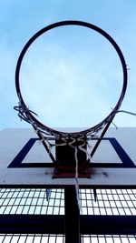 Low angle view of basketball hoop against sky