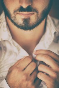 Close-up of man with hands