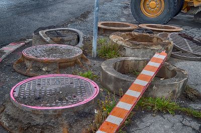 High angle view of paving stone