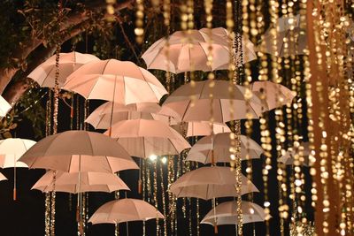 Close-up of illuminated lights at night