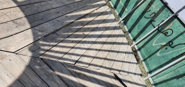 High angle view of footpath on floor
