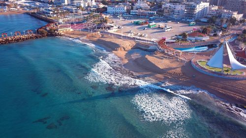 High angle view of beach