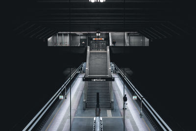 High angle view of escalators at subway station