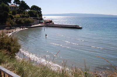 High angle view of sea against sky