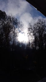 Silhouette bare trees on field against sky