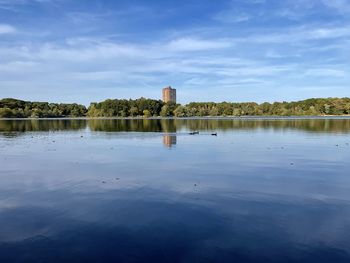 Scenic view of lake against sky