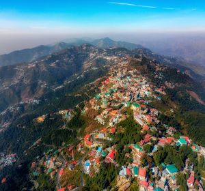 High angle view of townscape against sky