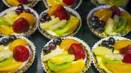 Close-up of fruits on cake