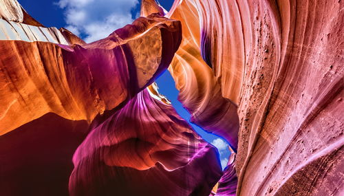 Low angle view of rock formation against sky