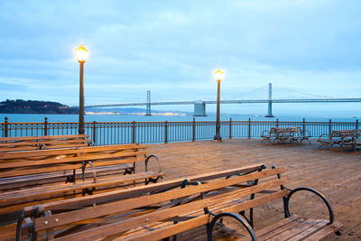 San francisco-oakland bay bridge from pier 7, san francisco, california, united states