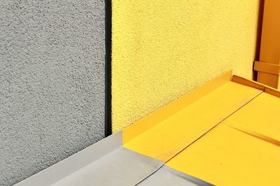High angle view of yellow wall