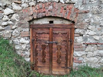 Closed door of old building