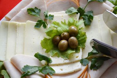 Close-up of serving food in plate