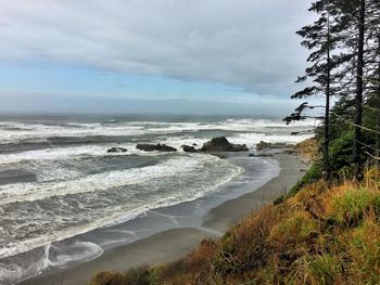 Scenic view of beach against sky