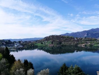 Reflection of trees in lake