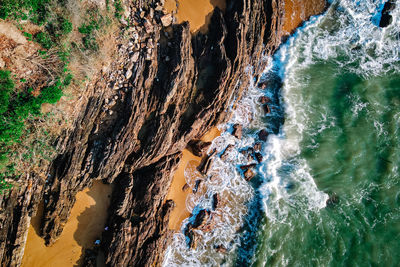 High angle view of sea waves