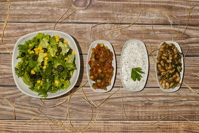 High angle view of food on table