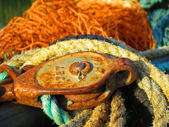 Close-up metal part with rope