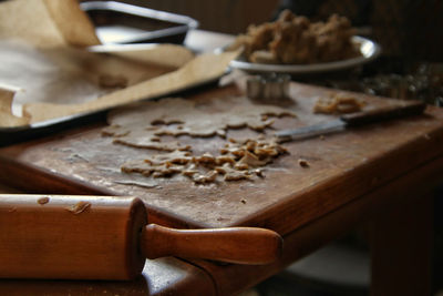 Close-up of baking cookies in kitchen 