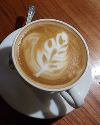 High angle view of coffee in cup