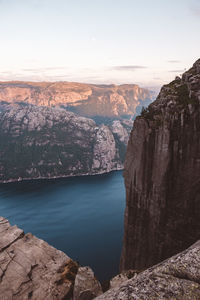 Sea view from a cliff at norwegian fjords