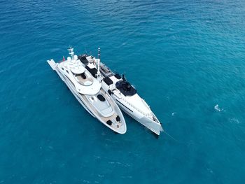 High angle view of boat in sea