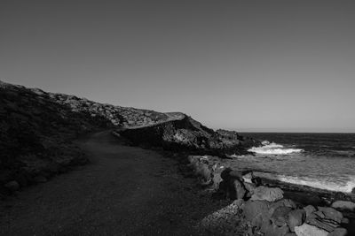 Scenic view of sea against clear sky