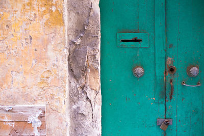 Full frame shot of weathered door