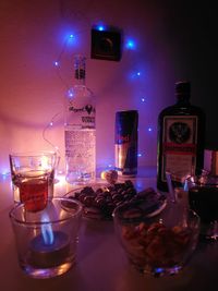 View of wine glasses on table