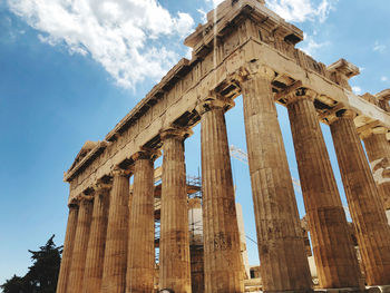 Low angle view of temple in athens 