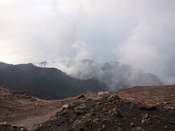 Smoke at the volcano chimney