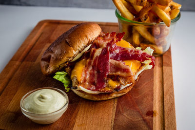 High angle view of food on table