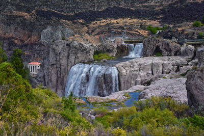 Scenic view of waterfall