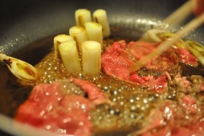 Close-up of beef in container