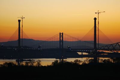 Suspension bridge at sunset