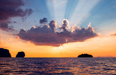 Scenic view of sea against sky during sunset