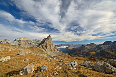 Scenic view of mountains against sky