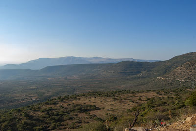 Scenic view of landscape against clear sky