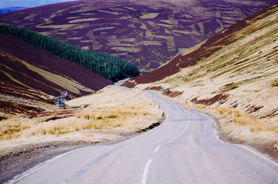 Aerial view of road on mountain