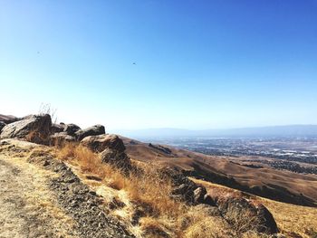 Scenic view of landscape against clear sky