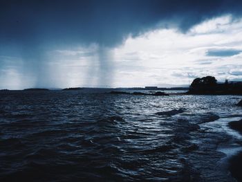 Scenic view of calm sea against clear sky