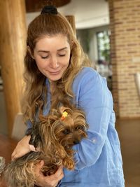 Portrait of a woman with dog