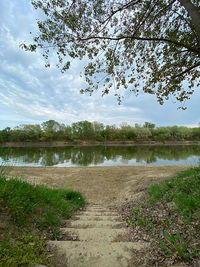 Scenic view of lake against sky