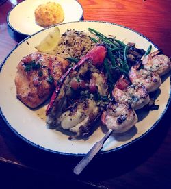 High angle view of meal served in plate