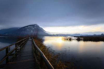 Scenic view of lake against sky