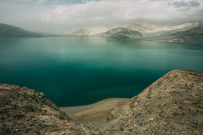 Scenic view of lake against sky