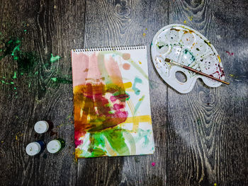 Directly above shot of multi colored candies on table