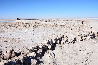 Scenic view of desert against clear sky