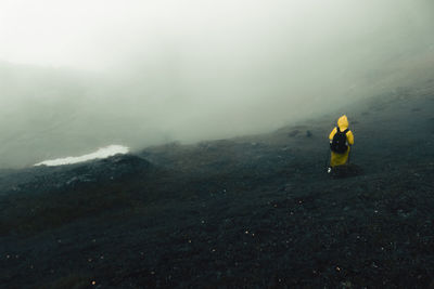 Woman on mountain during winter