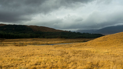 Scenic view of landscape against cloudy sky